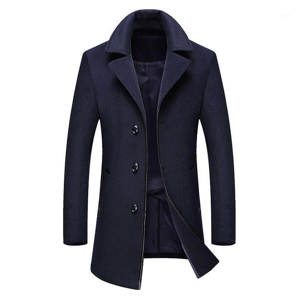 

new autumn and winter men's jacket coat business wool jacket overcoat windbreaker slim woollen overcoat1, Black