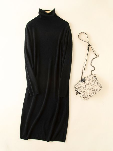 

2021 new the most recent autumn and winter pure wool high neck pullover ladies dressed long, xlvv, White;black