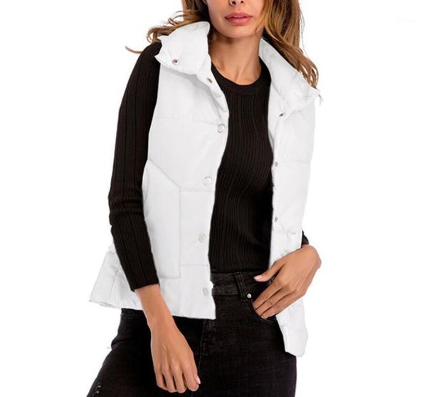 

short women's vests 2020 spring autumn fashion coats cotton sleeveless vest lapel buckle light warm slim temperament lady, Black;white