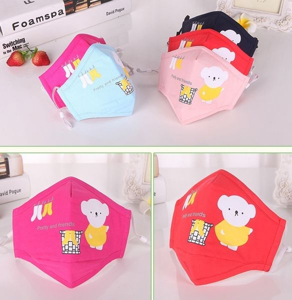 

dust cartoon anti-fog bear face kids cotton proof protective mask dhl ship hh9-2993