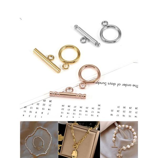 

6 sets gold color stainless steel fastener bracelet toggle clasp buckle connector for jewelry making ot clasps diy acc bbyzsp, Silver