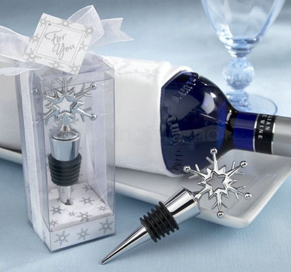 

snowflake wine bottle ser favors gifts red wine storage twist cap plug wedding party supplies christmas gift favor ffa3103
