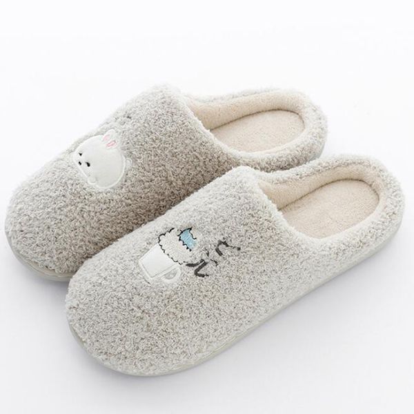 

women indoor slippers cartoon style soft plush lovers home cotton slips winter shoes women men house floor warm slipper xx 651 x1020, Black