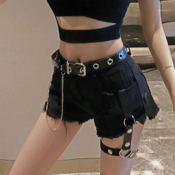 

summer fashio trends punk 2020 women denim mini shorts slim hip casual high waist straight legged short pants women1, Blue