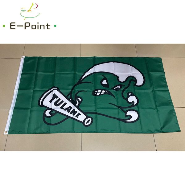 Bandeira de onda verde NCAA Tulane 3 * 5 pés (90 cm * 150 cm) Bandeira de poliéster Decoração de banner voando em casa bandeira de jardim Presentes festivos