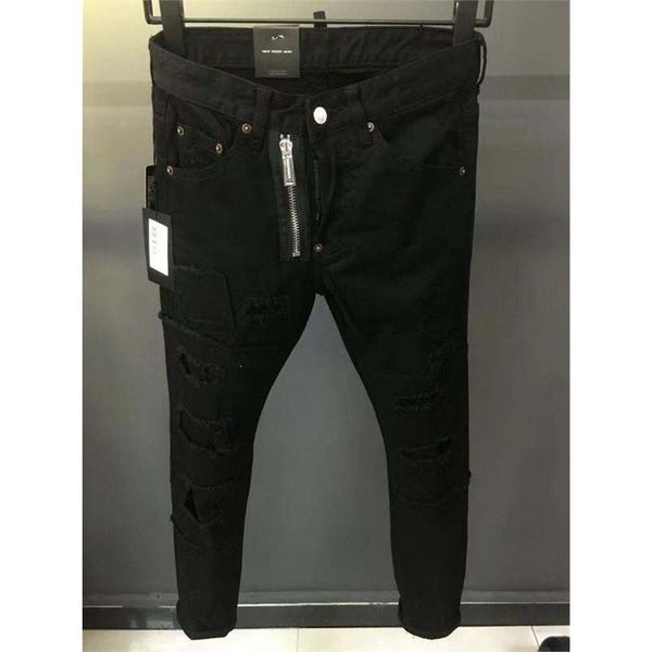 

black cowboy jeans men male jean homme mens classic pants denim biker pant slim fit baggy straight trousers male designer ripped, Blue