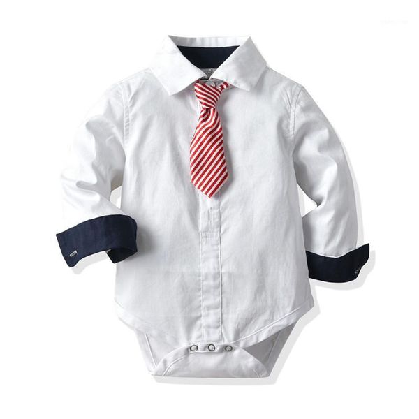 

baby newborn clothes boys white rompers with striped tie kid formal one-piece long sleeve children jumpsuit party clothes1, Blue