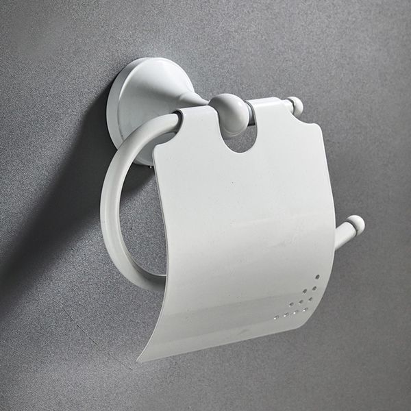 Weiße Badezimmer-Hardware-Zubehör-Set Messing Dusche Seifenschale Haartrockner Halter Handtuchhalter Bar Robe Haken Toilettenbürste Rollenhalter LJ201204