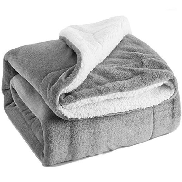 

2020 solid flannel blanket coral fleece bedspread blankets portable blanket woolen sherpa weighted grey1
