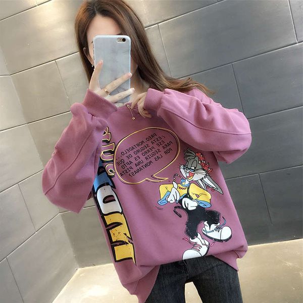 

early women's sweater 2020 new loose korean cartoon european fashion spring and autumn winter thin coat, Black