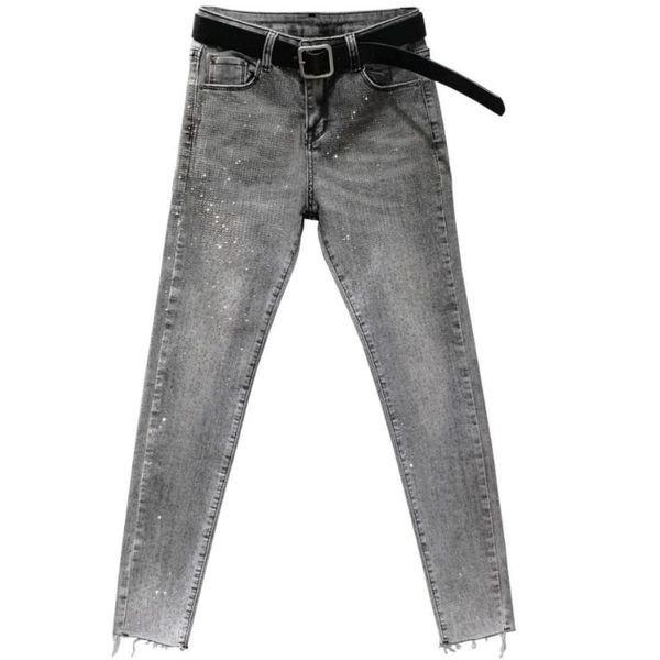 

new women fashion diamond ankle length jeans casual denim pants women skinny pencil jeans, Blue