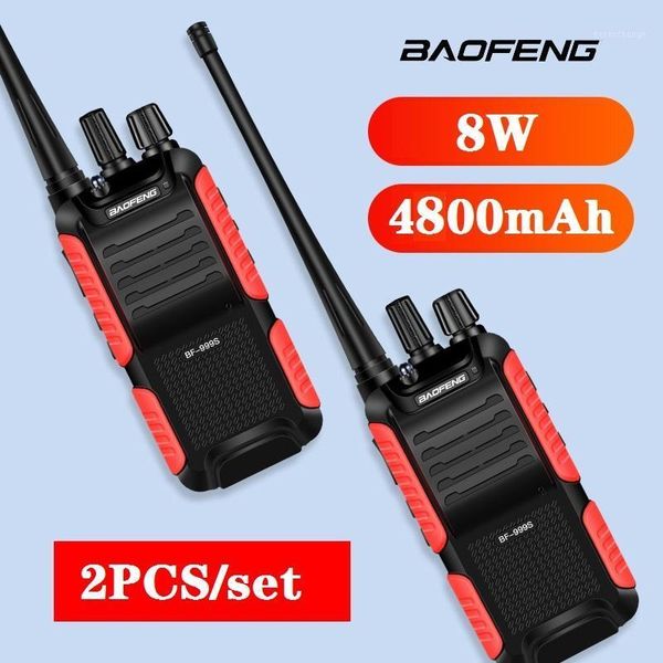 

walkie talkie 2pcs baofeng bf-999s ad alta potenza 8w 4800mah two-way radio 10km cb fm ricetrasmettitore uhf marine1