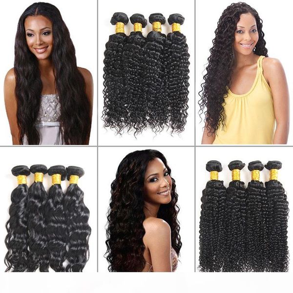 

8a mink brazillian deep wave hair bundles wefts 100% unprocessed water wave bundles extensions brazilian kinky curly human virgin hair, Black