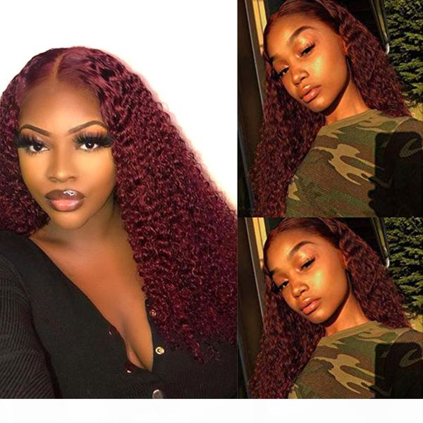 

water wave 99j burgundy 360 lace human hair wigs pre plucked glueless curly lace front wigs with preplucked hairline for women, Black