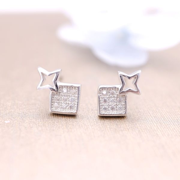 

hengsheng s925 silver cross-border one product dropshipping pineapple star fashion korean style simple zircon stud earrings for women, Golden