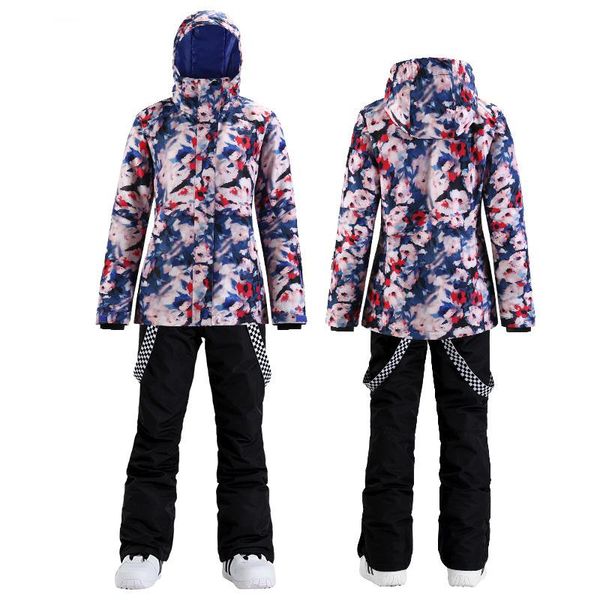

skiing suits women's ski suit waterproof snowboard windbreak jacket and pants thickened warm alpine set for women snow sports