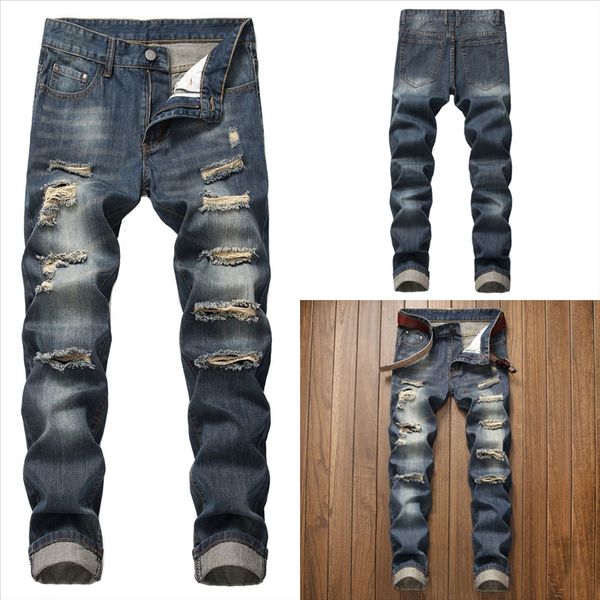 

h80ko autumn fashion printed leaf men's white jeans slim fit stretch pencil pants hole hip hop jeans men vaqueros hombre man s jean, Black