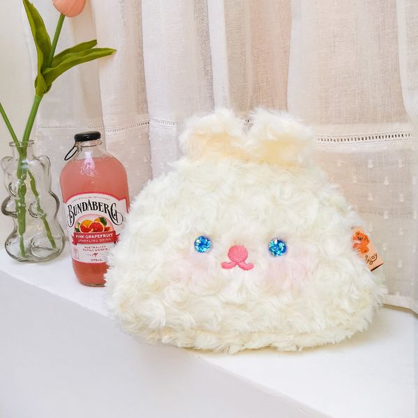 

korean version of girl heart rabbit lolita style plush rabbit modeling makeup bag