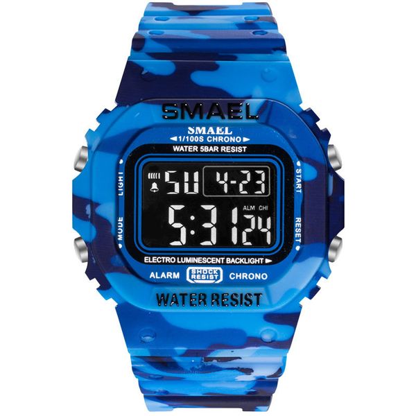 

new smael ditigal watch boy mens student waterproof luminous fashion trend watch blue camouflage plastic sport watches a01a6, Slivery;brown