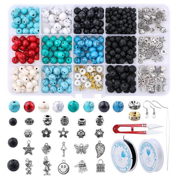 

a set natural stone beads kit round universe galaxy chakra beads volcanic lava beads for bracelet making diy earring findings wmtefo