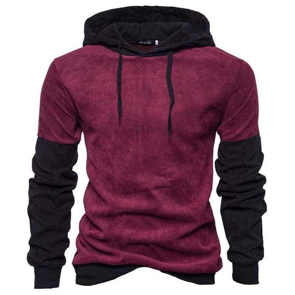 

men's hoodies & sweatshirts autumn mens casual contrast color sleeve string hip hop hoody hooded sweatshirt fashion male fit streetwear, Black