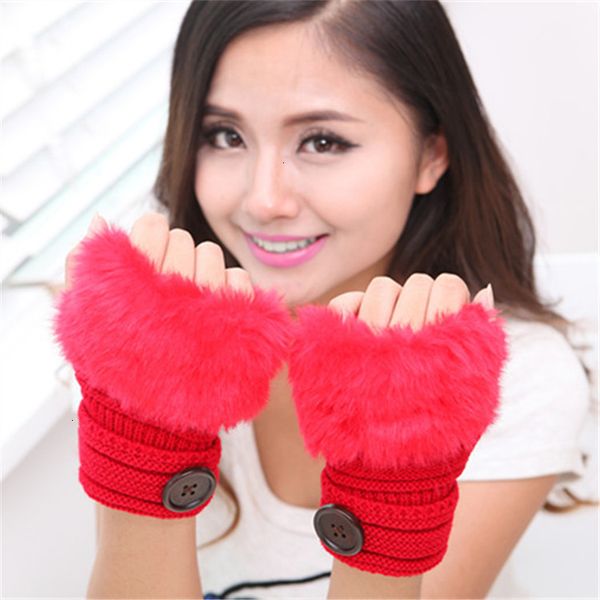 

autumn and winter knitted warm half finger female gloves, Blue;gray