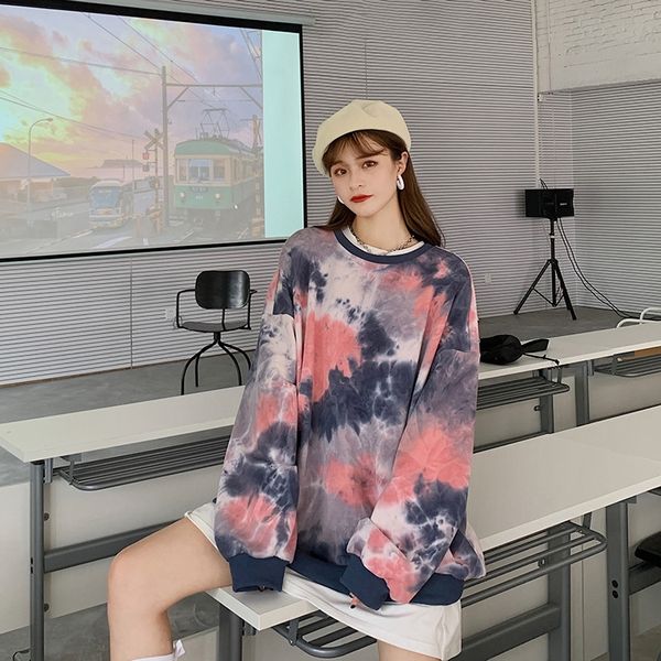 

heenjun] a1397 ранняя осень новый корейский стиль персонализированные галстук-окрашенные верхний рыхлый похудение top coat тонкий средней д, Black