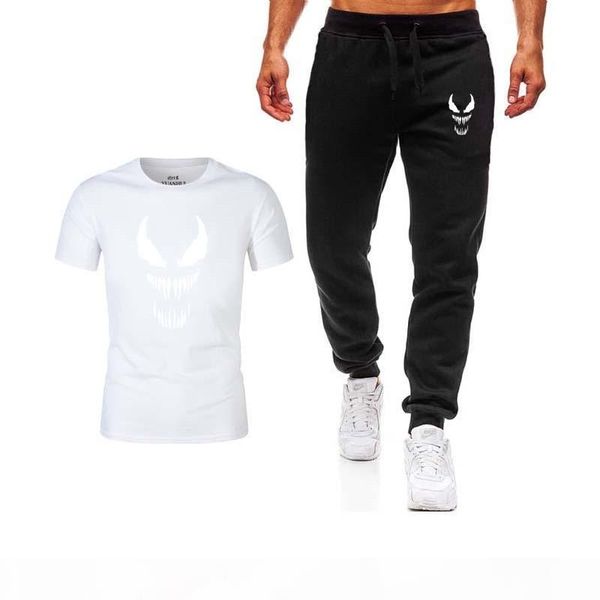 

new shirts+pants men clothing two piece suit tracksuit fashion casual tshirts gyms workout fitness men's sets, Gray