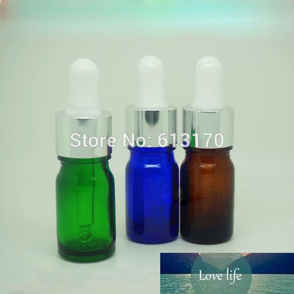 50pcs nuovo arrivo 5ml bottiglie contagocce di vetro, 5cc bottiglia di olio essenziale vuota fiale campione con gomma bianca