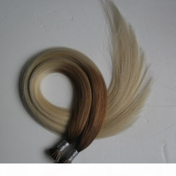 

t8 613 two tone straight ombre remy hair i tip keratin human hair extensions 100g capsule fusion hair, Black