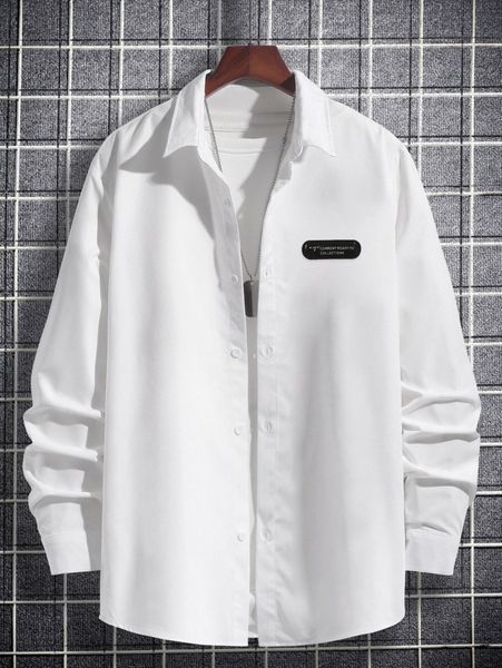 

men letter patched detail shirt without pullover 43h0#, White;black