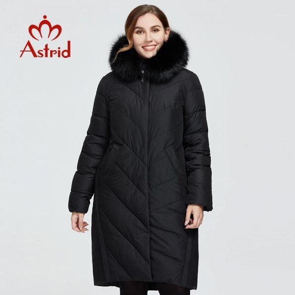 

astrid 2020 new winter women's coat women long warm parka jacket with fur hooded large sizes bio-down female clothing 91721, Black