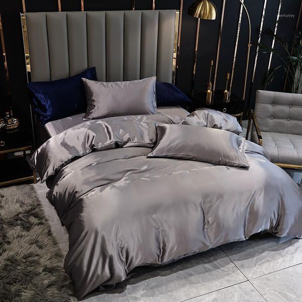 

bedding sets comforter cover set solid color 3 pcs uk double size ousse de couette gray for duvet sets1
