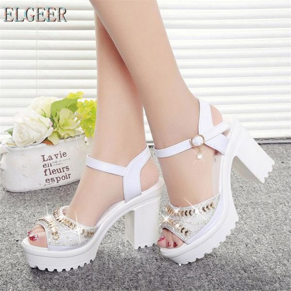 

new thick with sandals female summer diamond fish mouth thick bottom muffin waterproof platform with high, Black