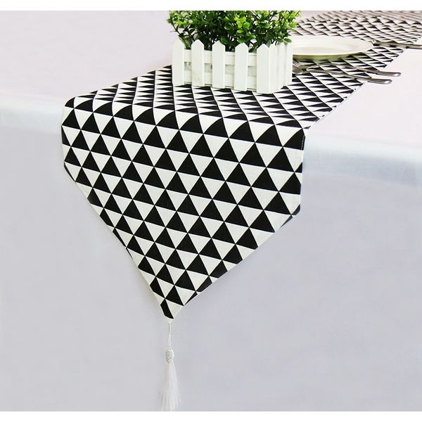 

geometric black and white table runners modern luxury bed runner cloth rectangle dining decoration for wedding party home office f bbyarq