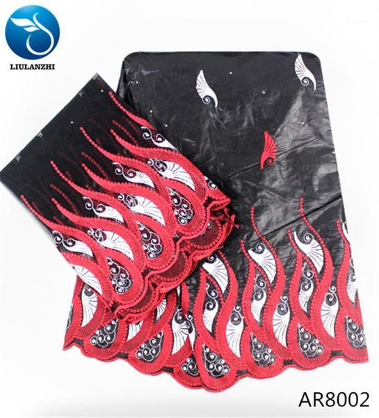 

liulanzhi black bazin riche brode getzner 2018 tissu africain brode coton fabric with 2yards lace african fabric 7yards/lot ar801, Black;white