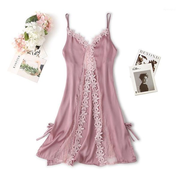 

women night dress sleep wear babydolls nightwear nightgown lace applique nightdress lady mini dress nighties night gown1, Black;red