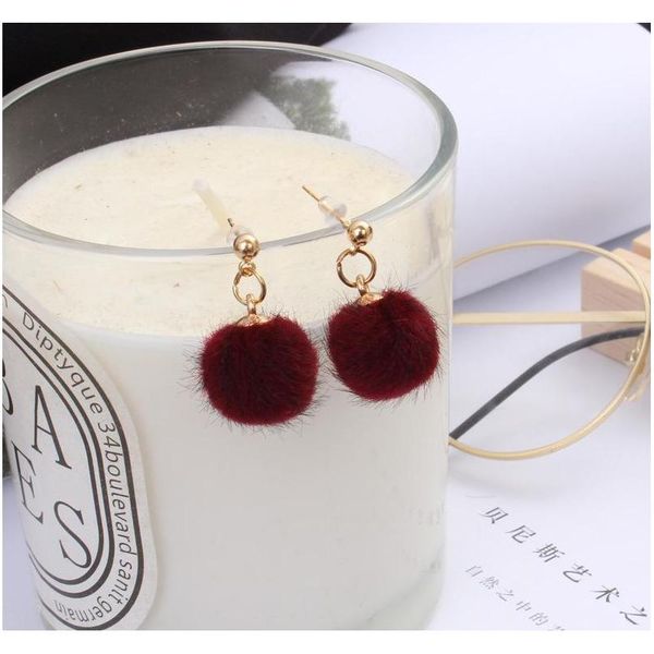 

simple autumn and winter furry ball beads short earrings cute candy earrings whoel sqcpyx beauty888, Silver