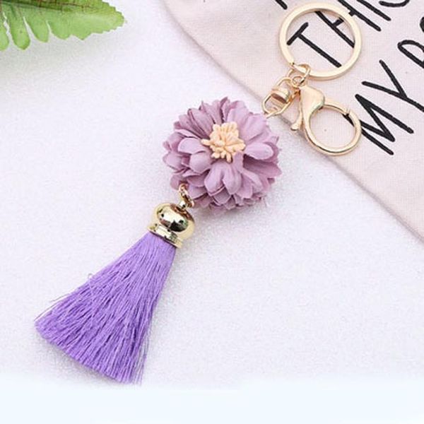 

new flower women with tassel key chain golden fashion key ring women bag pendant car keychain for women gl5037 h sqcgpu