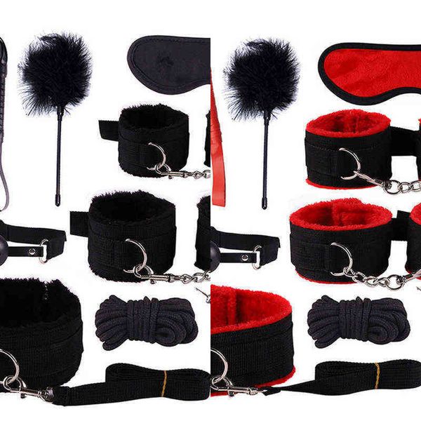 NXY SM Bondage Brinquedos sexuais para Mulher Adulto Acessórios Eróticos BDSM Set Handcuffs Jogos Braçadeiras Chicote Spank Spank Produtos 1223