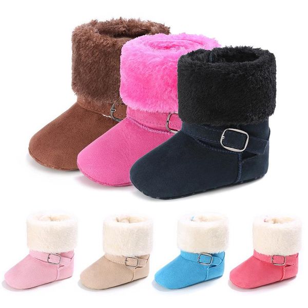 

first walkers 2021 super warm pu suede leather baby snow boots with thick fur born toddler boys and girls winter shoes boot