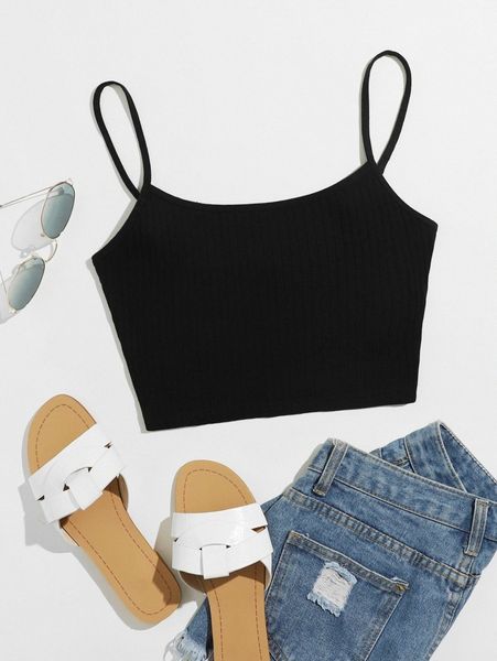 

rib-knit crop cami 64sq#, White