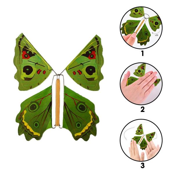 

flying butterfly children magic prop toy magic fairy flying in the book butterfly rubber band powered wind up butterfly to gift wmtfol