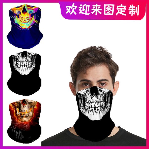 

friday costume outdoor riding personalized skull head pattern 3d color printing magic headband