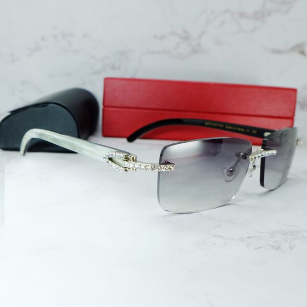 

men luxury carter cubic zircon buffalo horn sun rimls rhintone iced out buffs women shad eyewear z9o7, White;black