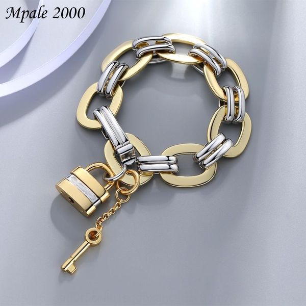 

любители diy браслет ювелирных изделий 18k золото хип-хоп кубинский браслет diy моды моды личности замок руки ювелирные изделия a2kja, Golden;silver