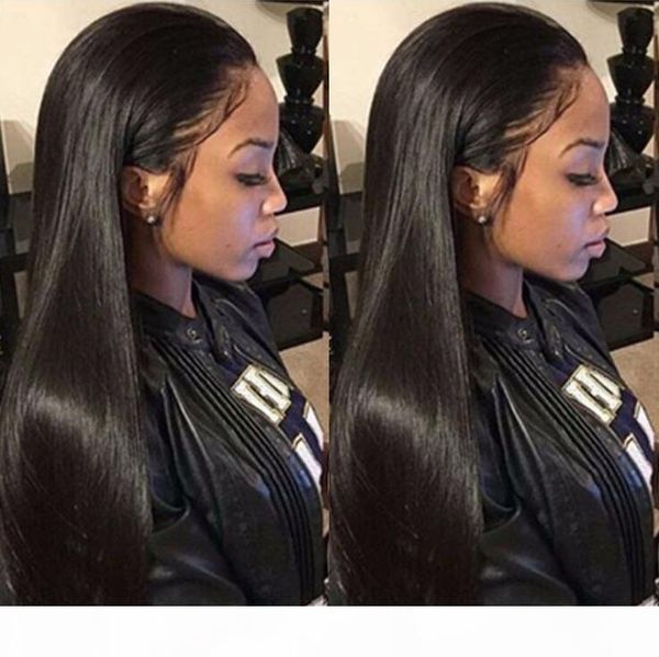 

lace front человеческих волос парики pre щипковых 13x4 бразильский hd фронтальная прямой парик фронта шнурка человеческих волос парики gluel, Black;brown