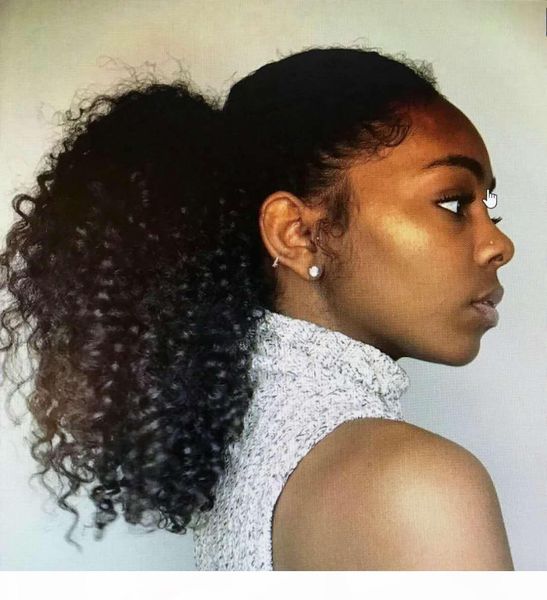 

human hair ponytail hairpieces clip in kinky curly ponytail human hair 140g drawstring ponytail hair extension for black women