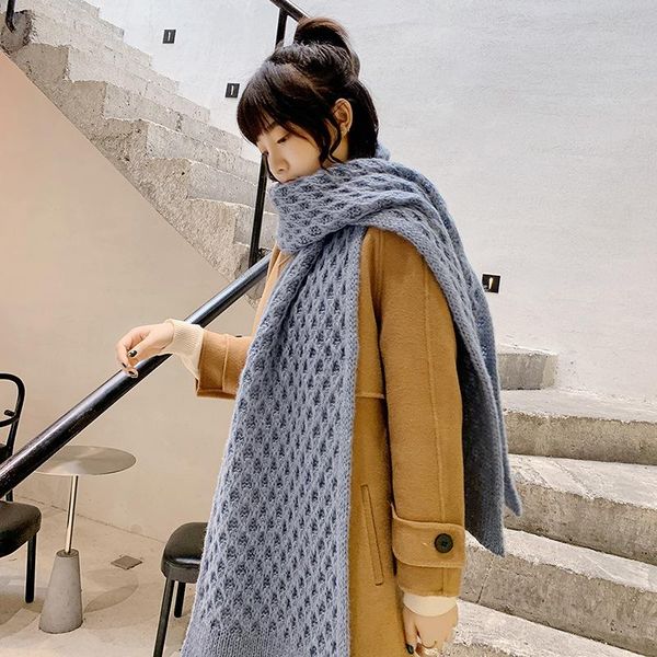 

scarves women fall winter mohair cashmere like scarf long size warm fashion wool wraps for lady casual patchwork accessories, Blue;gray