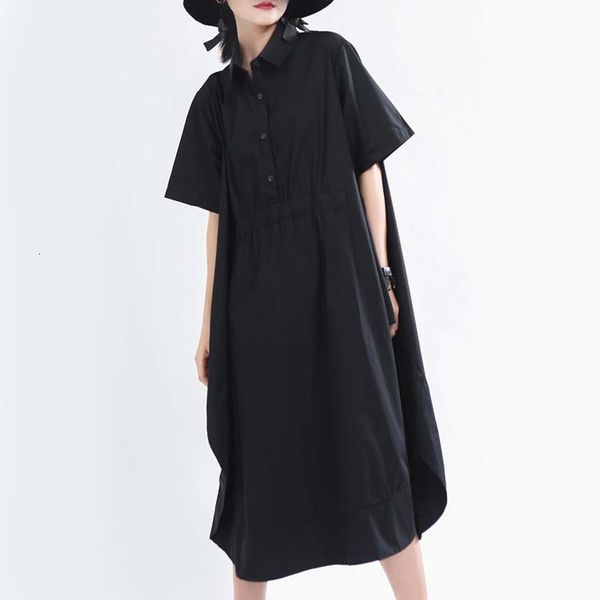 

2021 new summer simple retro casual sew waist high street fashion leader dress feminine 3i17, Black;gray